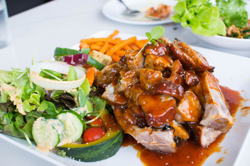 Pork Spare Ribs with Salad.