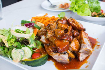 Pork Spare Ribs with Salad.