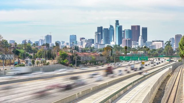 Los Angeles city freeway traffic time lapse