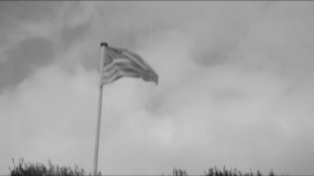 USA flag waving in the wind | 4K - VINTAGE STYLE - BLACK AND WHITE - PROJECTOR