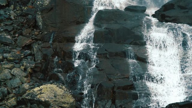 Slow motion footage of Skok waterfall in the Mlynicka dolina in High Tatra mountains, Slovak Republic