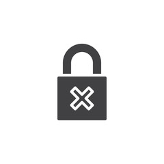 Remove padlock security vector icon. filled flat sign for mobile concept and web design. Denied lock password simple solid icon. Symbol, logo illustration. Pixel perfect vector graphics
