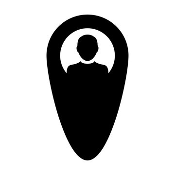 recommend clip art: User navigation icon vector male person profile avatar with map marker pin symbol in flat color glyph pictogram illustration