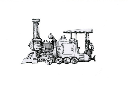  Old steam locomotive.