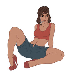 Young latina woman sitting on the floor and smoking marijuana