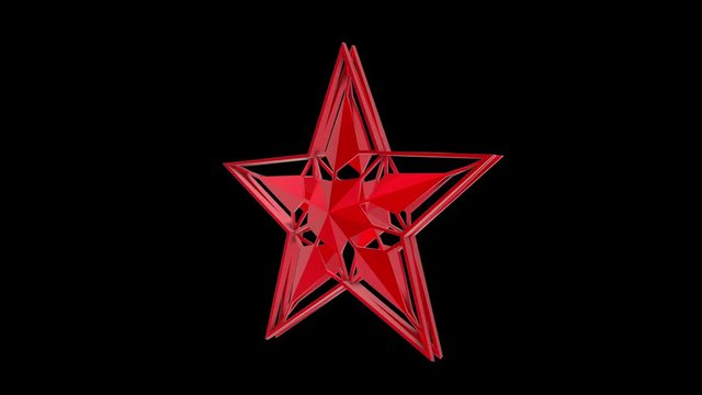Red Christmas star rotating on empty background