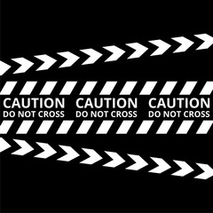 Caution lines isolated, Warning tapes, Danger sign icon or logo on dark background