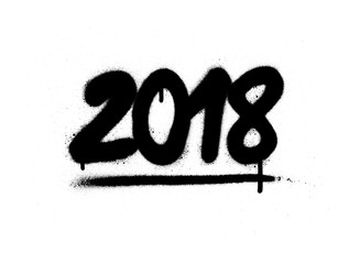 graffiti 2018 date sprayed in black over white