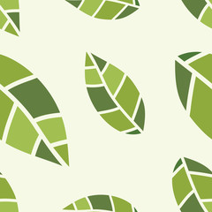 Leaves seamless pattern. Green leaves seamless pattern vector illustration - obrazy, fototapety, plakaty