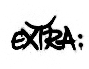 graffiti extra word sprayed in black over white