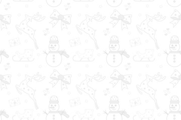 white pattern of elements for the new year. Christmas decorations. 