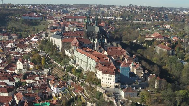 Prague drone Aerial Prague Castle.