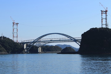 建設途中の橋　熊本県天草市　日本
