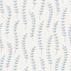  Embroidery floral seamless pattern on linen cloth texture