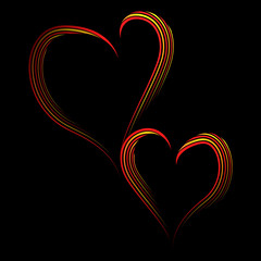 Abstract hearts on black background