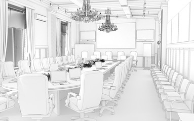 conference room, meeting room, interior visualization, 3D illustration