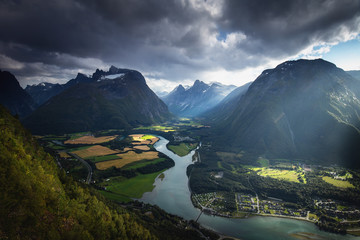 View from Romsdalstrappa towards Romsdalen valley.