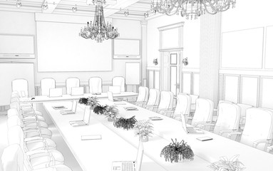 conference room, meeting room, interior visualization, 3D illustration