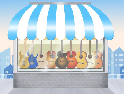 illustration of guitars shop