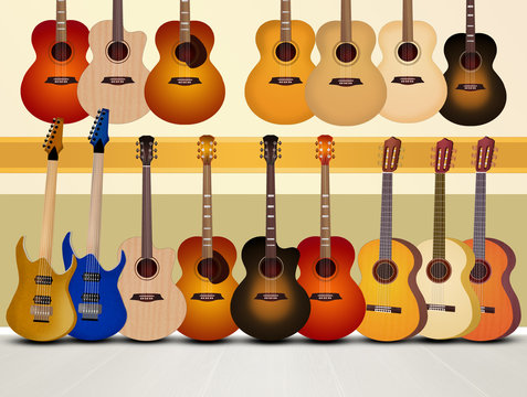 illustration of guitars shop