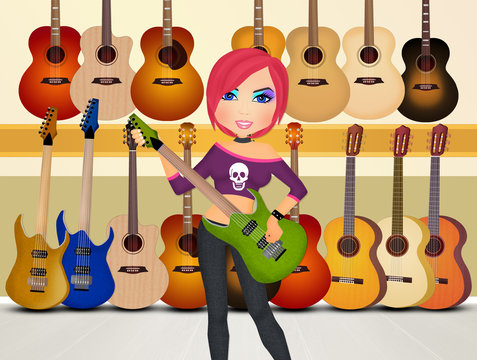 illustration of guitars shop