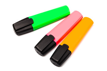 Multicolored highlighters. Isolated on white background