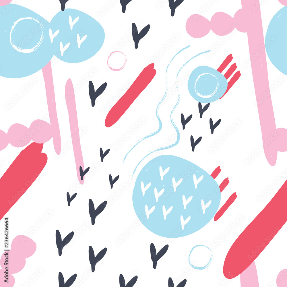 Poster hand drawn abstraction. colored vector seamless pattern
