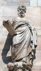 Saint Matthew the Evangelist, statue on the Milan Cathedral, Duomo di Santa Maria Nascente, Milan,...