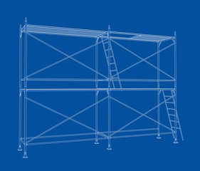 3D outline scaffold. Vector rendering of 3d