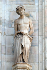 Obraz premium Celsus, statue on the Milan Cathedral, Duomo di Santa Maria Nascente, Milan, Lombardy, Italy