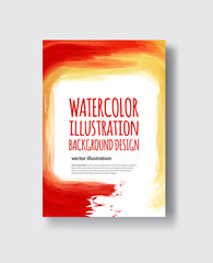 Watercolor red, fire, yellow color design banner.