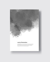 Vector gray color brush strokes. Watercolor monochrome Grunge isolated elements.