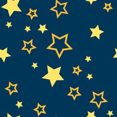 Holiday seamless pattern with falling stars. Vector illustration