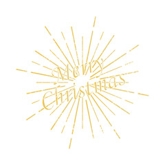 Merry Christmas inscription sunburst