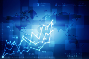 2d rendering Stock market online business concept. business Graph 