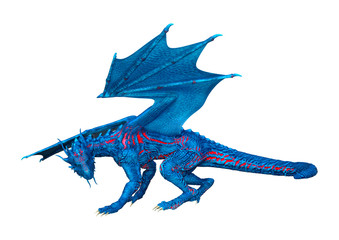 3D Rendering Fairy Tale Dragon on White