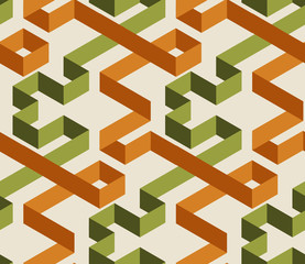 Geometric maze color 3d seamless pattern