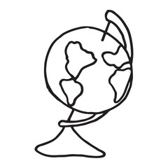 Hand drawn globe. Isolated illustration