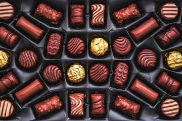 Chocolate candies in the box