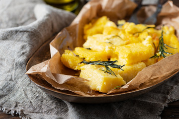 Typical Italian fried polenta