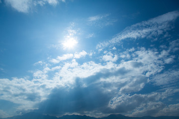 Beautiful Blue Sky With Clouds On Sunshine