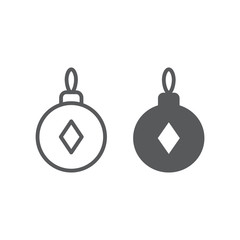 Christmas tree ball line and glyph icon, xmas and decoration, bauble sign, vector graphics, a linear pattern on a white background, eps 10.