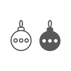 Christmas tree ball line and glyph icon, xmas and decoration, bauble sign, vector graphics, a linear pattern on a white background, eps 10.