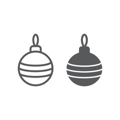 Christmas tree ball line and glyph icon, xmas and decoration, bauble sign, vector graphics, a linear pattern on a white background, eps 10.