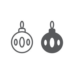 Christmas tree ball line and glyph icon, xmas and decoration, bauble sign, vector graphics, a linear pattern on a white background, eps 10.