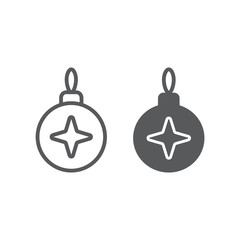 Obraz premium Christmas tree ball line and glyph icon, xmas and decoration, bauble sign, vector graphics, a linear pattern on a white background, eps 10.