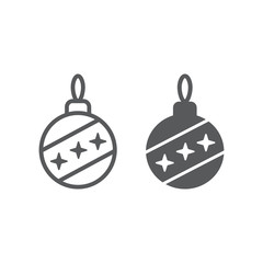 Christmas tree ball line and glyph icon, xmas and decoration, bauble sign, vector graphics, a linear pattern on a white background, eps 10.