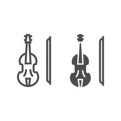 Violin line and glyph icon, musical and instrument, viola sign, vector graphics, a linear pattern on a white background.