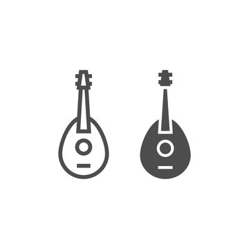 Mandolin line and glyph icon, musical and string, guitar sign, vector graphics, a linear pattern on a white background.