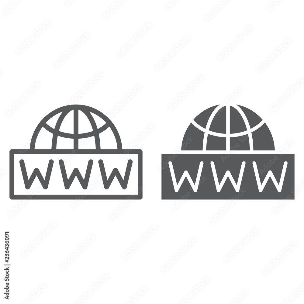 Poster world wide net line and glyph icon, communication and network, internet sign, vector graphics, a lin